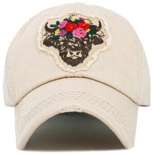 FLUFFY FLORAL COW VINTAGE BALLCAP
